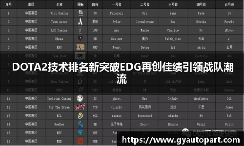 DOTA2技术排名新突破EDG再创佳绩引领战队潮流